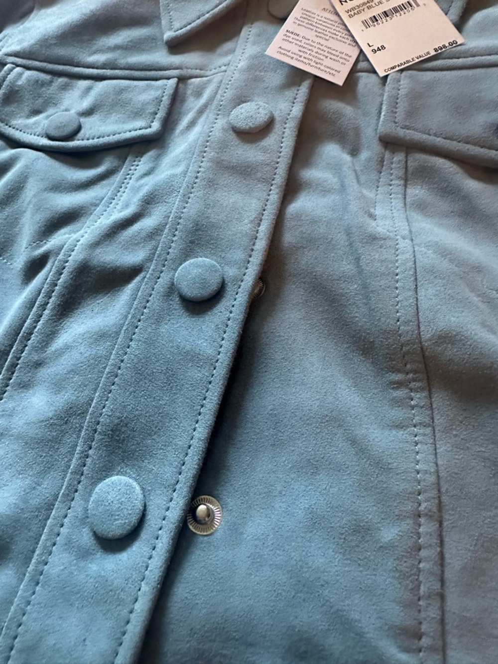 Walter Baker Kacey Suede Jacket Women's Baby Blue NWT $898 Sz Large - Picture 10 of 15
